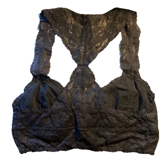 Intimately Free People Lace Wireless Racerback Bra Bralette Black Small - Picture 3 of 5